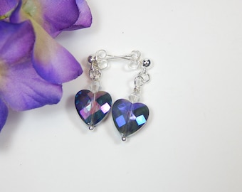 Purple Heart Crystal Earrings (E66)