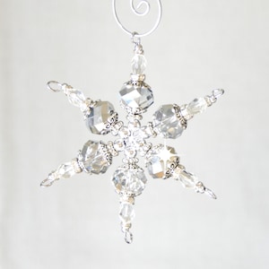 Snowflake Christmas Ornament Silver Crystal (S43)