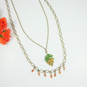 Multi Strand Hand Painted Leaf Pendant (N23)