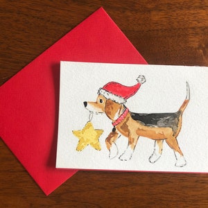 Aquarell gemalte Karten personalisierte Weihnachtskarte für Hunde, Katzen, Tierliebhaber.