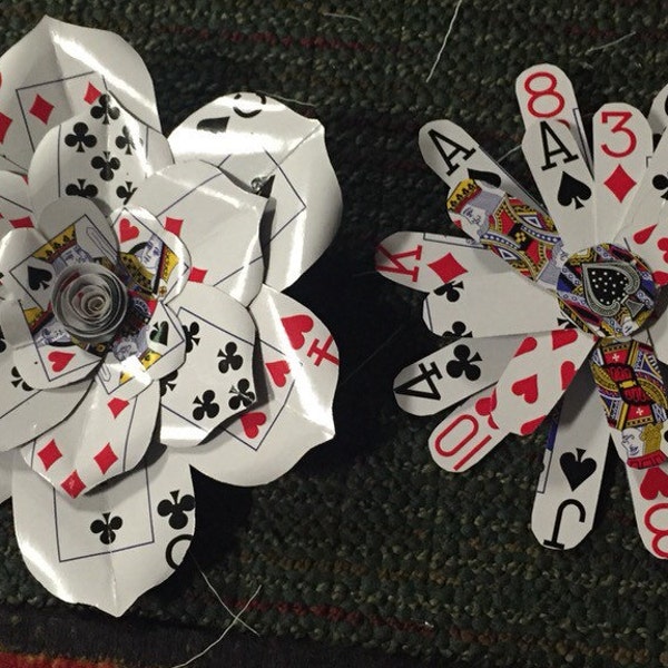 Playing Card Flowers. Set of 2