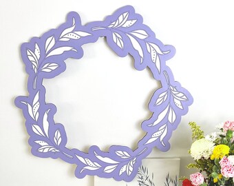 Spring door sign, Spring wreath, Wooden wreath, periwinkle spring decor, wedding decor