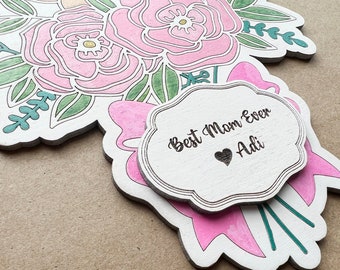 Mother's Day gift, Hand painted Wooden Flowers, Wooden Flower Bouquet, Gift for Her, customized mother's day, personalized gift for mom