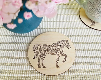 Set of 4 cabin decor coasters, woodland coasters, horse coasters, scandi coasters, unique housewarming gift