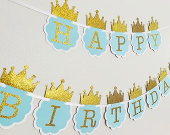 Princess birthday decorations, Princess birthday banner, mint and gold party theme, teal and gold princess decor