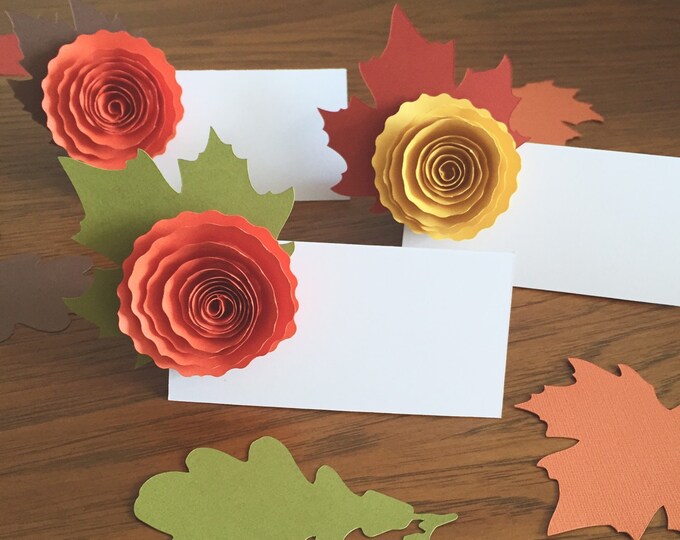 Thanksgiving place cards, Fall wedding place cards, Thanksgiving food labels, Wedding place cards, Thanksgiving food tent cards, fall leaf