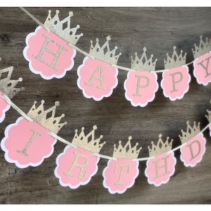 Pink and Silver First Birthday Banner. Princess birthday banner. Princess birthday party decor
