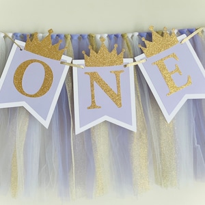 High chair tutu, purple and gold princess 1st birthday