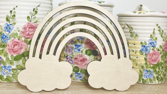 RAINBOW SHAPE Various Sizes Unfinished 1/4 Wood Wooden Blanks Wooden Shapes  Laser Cut Shape Kids Crafts 
