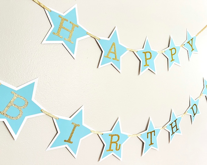 mint and gold star birthday decor, twinkle twinkle birthday banner, 1st birthday little star