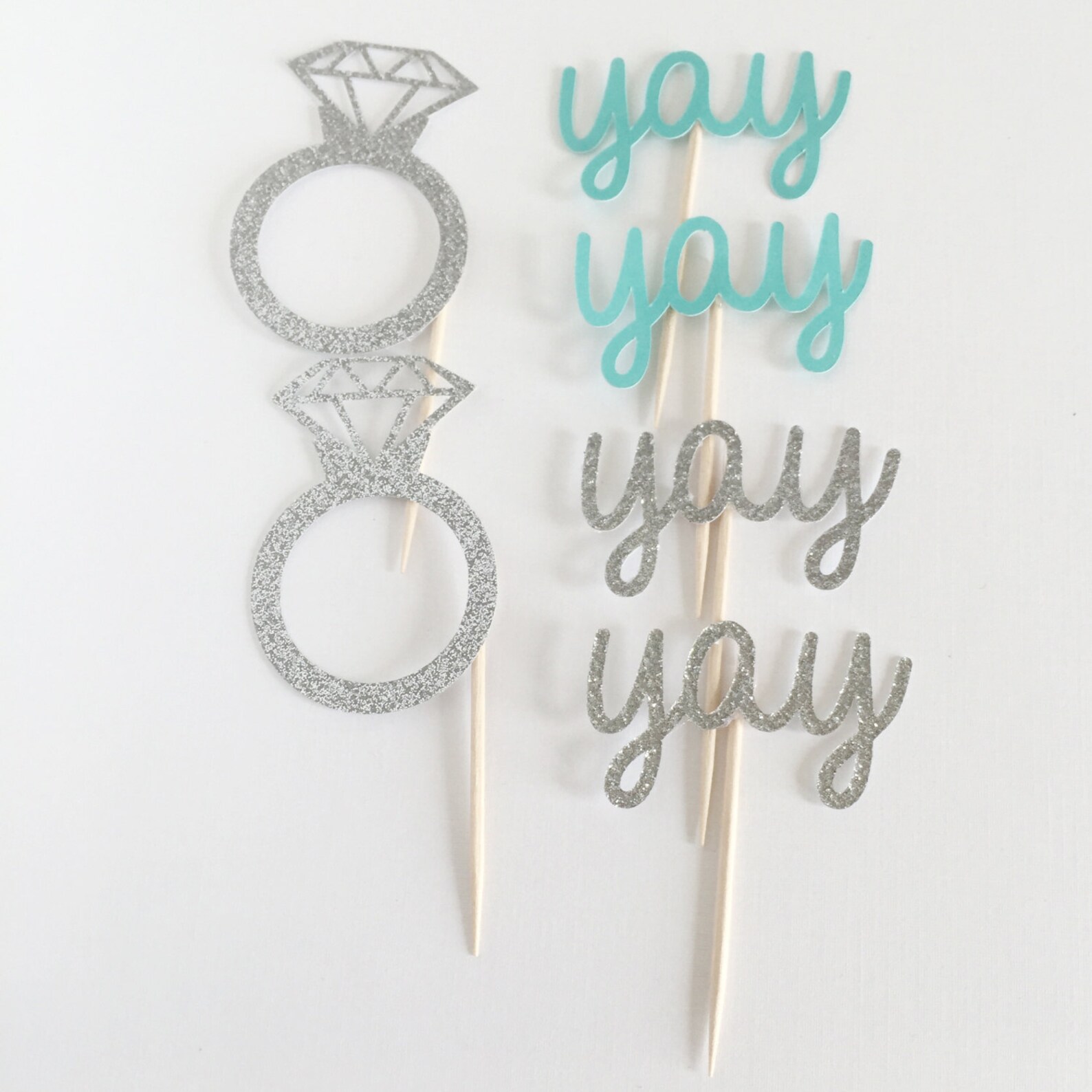 24 Diamond Cupcake Toppers and Wrappers. Glitter Yay Cupcake Etsy