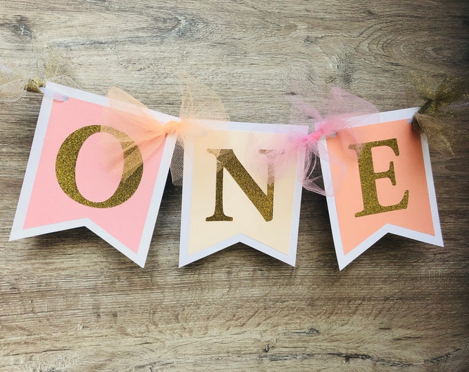 Peachy ONE banner, highchair banner