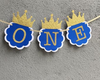 Royal Blue and Gold Prince ONE Highchair Banner