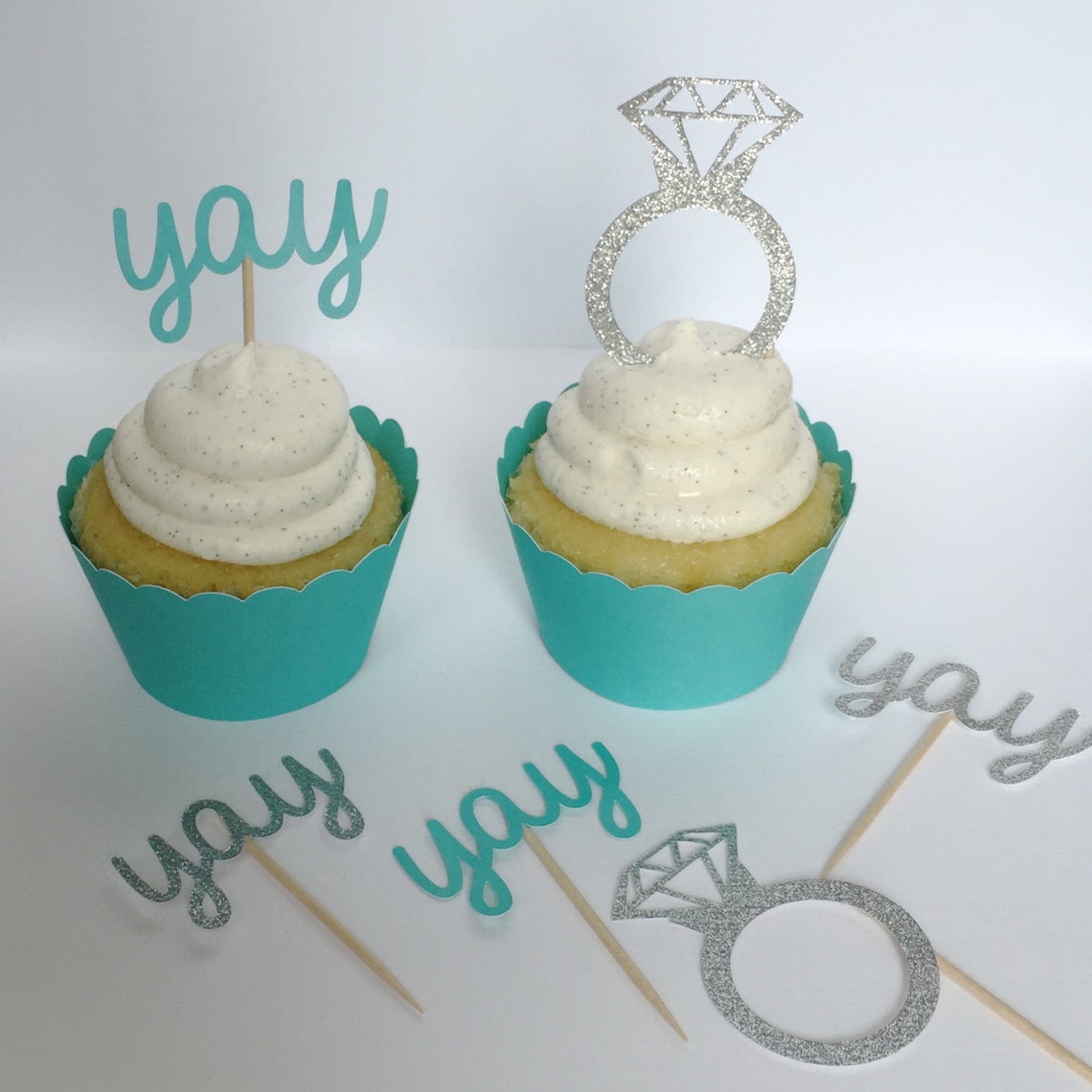 24 Diamond Cupcake Toppers and Wrappers. Glitter Yay Cupcake Etsy