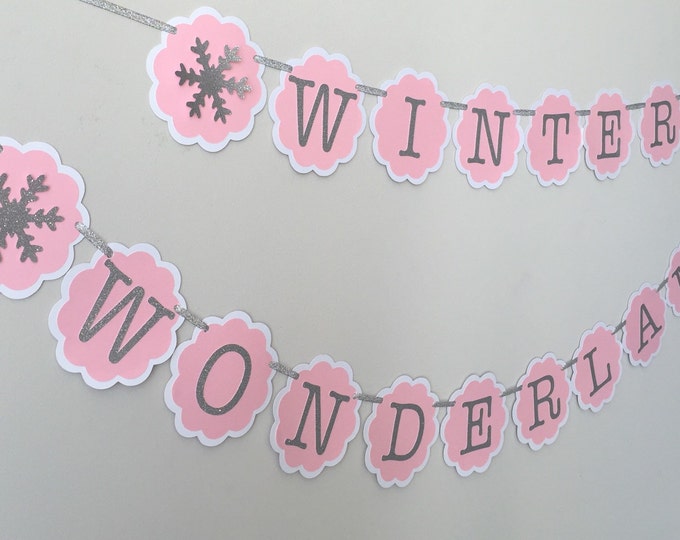Winter Onederland Party Decorations, Winter Wonderland banner, Snowflake birthday banner, First birthday banner, 1st birthday banner