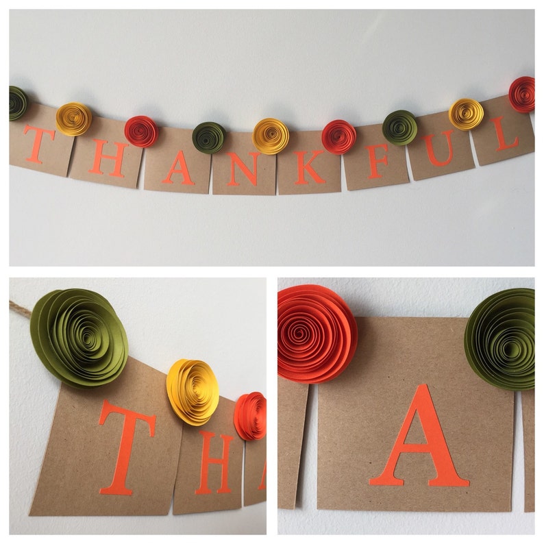 Thankful banner, thankful sign, thanksgiving decor, fall leaf garland, thankful decor image 1