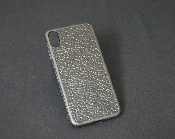Apple iPhone XS Max - Jimmy Case - Genuine Kangaroo Leather Handmade iPhone Protective Rubber Phone Case - Black Texture