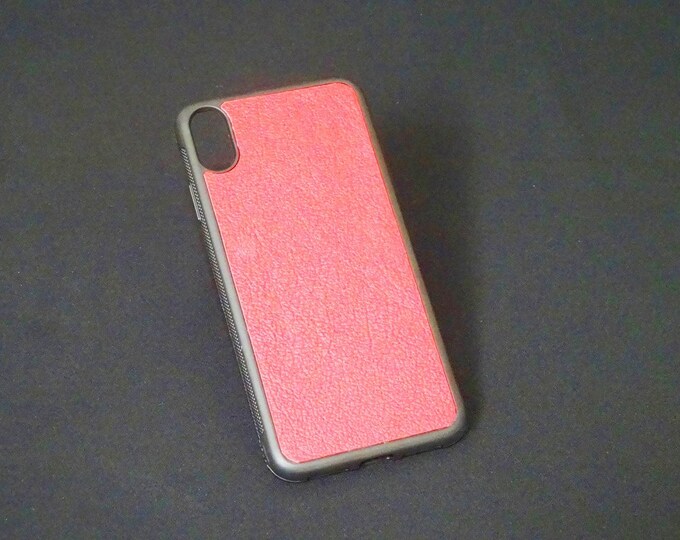 Apple iPhone XS Max - Jimmy Case - Genuine Kangaroo Leather Handmade iPhone Protective Rubber Phone Case - Red