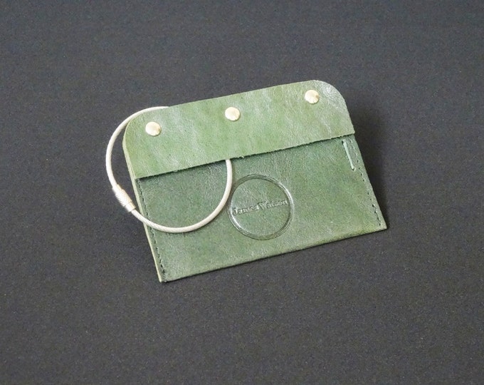 James Watson Travel Luggage Tag - Handmade kangaroo leather baggage passport ID travel luggage tag - Green