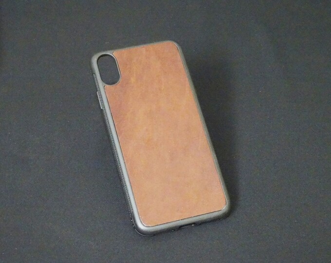 Apple iPhone XS Max - Jimmy Case - Genuine Kangaroo Leather Handmade iPhone Protective Rubber Phone Case - Brandy Tan