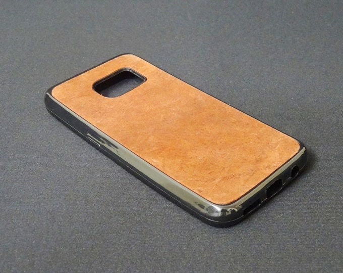 Samsung Galaxy S7 - Jimmy Case - Genuine Kangaroo Leather Protective Rubber Flexible Phone Holder Case - Red Ochre Suede