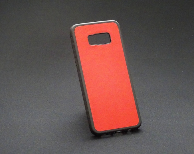 Samsung Galaxy S8 Plus - Jimmy Case - Genuine Kangaroo Leather Protective Rubber Flexible Phone Holder Case - Candy Red