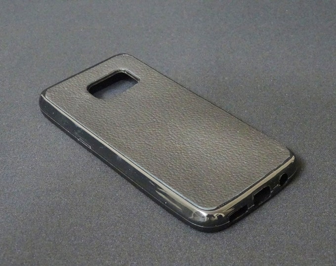 Samsung Galaxy S7 - Jimmy Case - Genuine Kangaroo Leather Protective Rubber Flexible Phone Holder Case - Matte Black