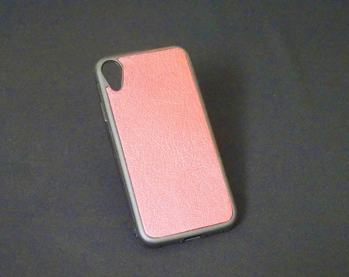 Apple iPhone XR - Jimmy Case - Genuine Kangaroo Leather Handmade iPhone Protective Rubber Phone Case - Metallic Red