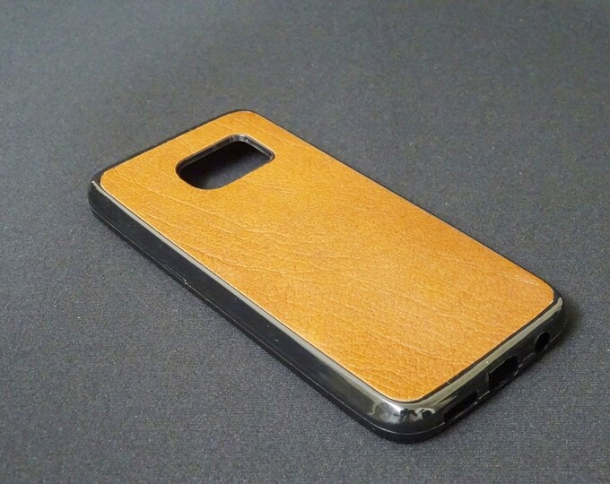 Samsung Galaxy S7 - Jimmy Case - Genuine Kangaroo Leather Protective Rubber Flexible Phone Holder Case - Oak Texture