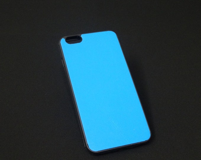 Apple iPhone 6 Plus + - Jimmy Case - Genuine Kangaroo Leather Protective Rubber Flexible Phone Holder Case - Sky Blue