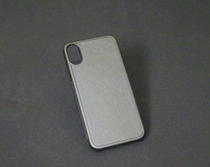 Apple iPhone X XS 10 - Jimmy Case - Genuine Kangaroo Leather Handmade iPhone Protective Rubber Phone Case - Black