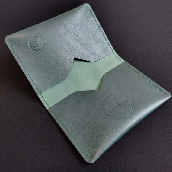 Bantam Wallet - Holds 12 cards & cash - Genuine Kangaroo Leather Wallet Mens Womens Slim Card Wallet RFID Chip Protection - Dark Green