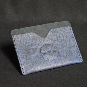 Portefeuille de poche - Peut contenir 6 cartes et de l'argent - Portefeuille en cuir de kangourou véritable Porte-cartes mince pour homme et femme avec protection contre les puces RFID - Bleu délavé