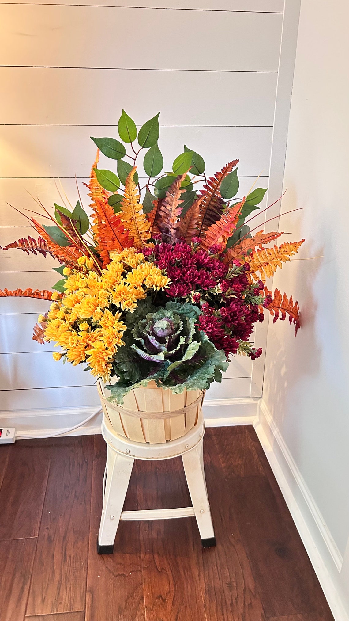 Fall Faux Plant Urn Filler, Fall Front Porch Planter Pot Filler, Urn