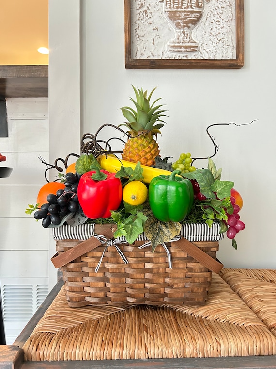 Williamsburg Christmas Faux Fruit Basket Arrangement, Artificial