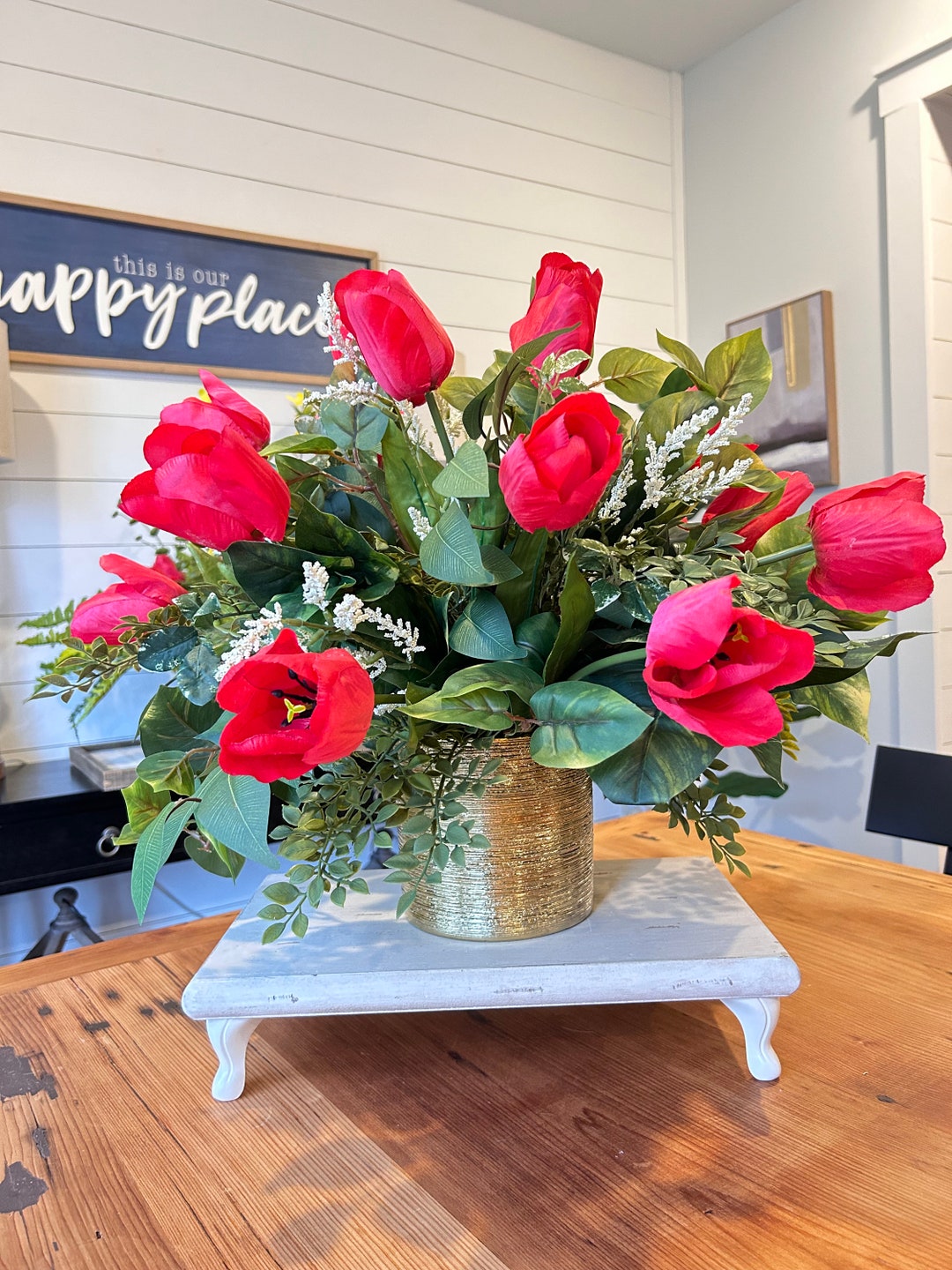 Spring and Summer Flower Centerpiece, Spring Silk Flower Arrangement