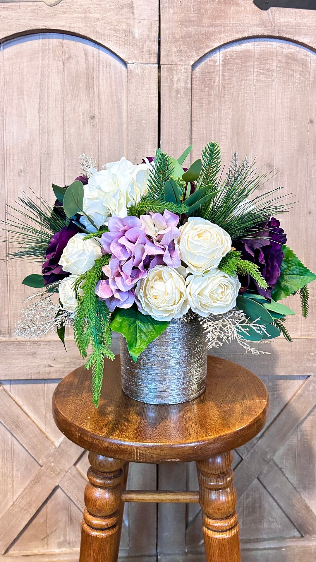 Tabletop Floral Christmas Centerpiece Christmas Table Etsy