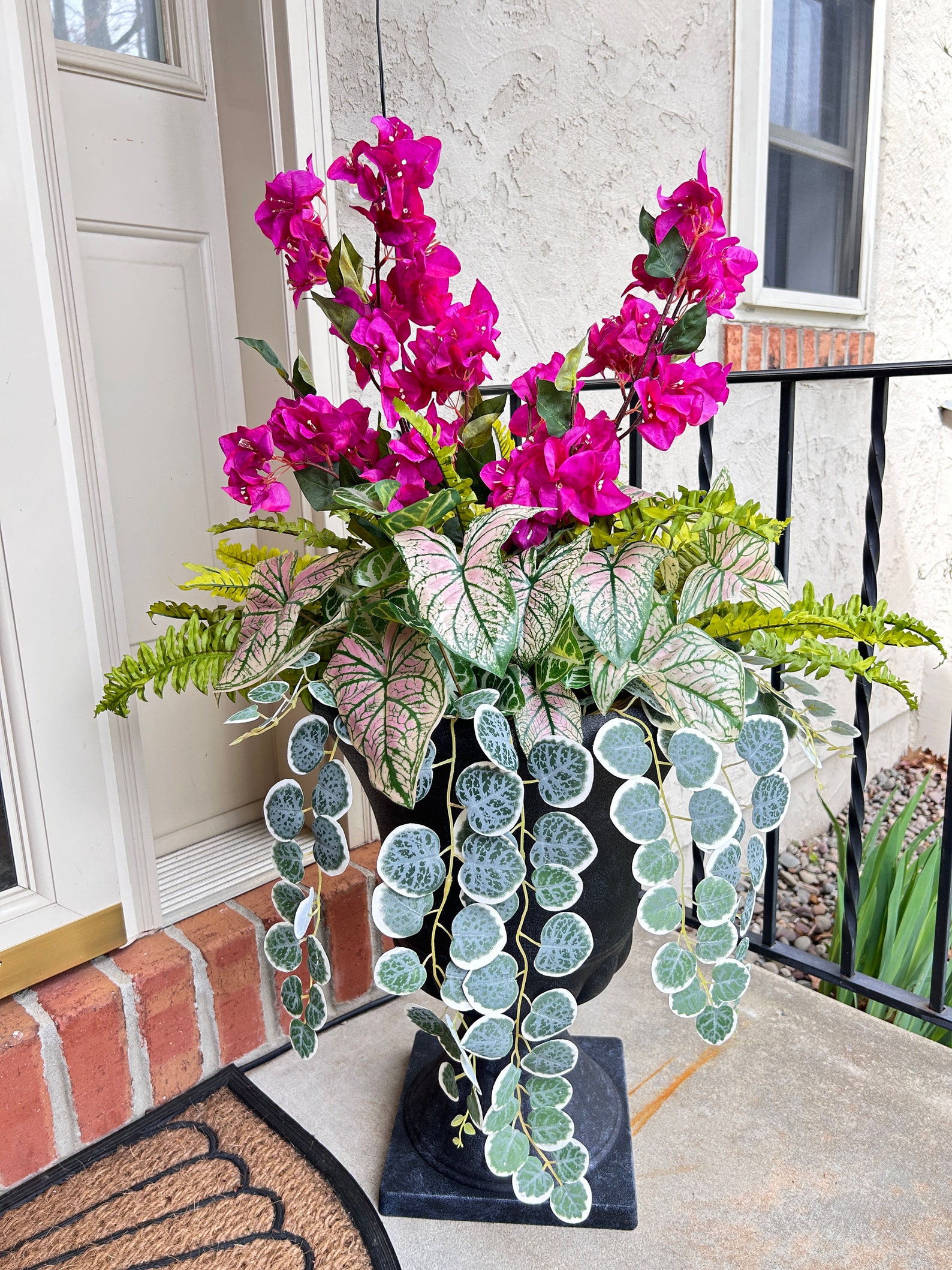 Faux Flowers and Greenery Urn Filler, Front Porch Planter Pot Filler