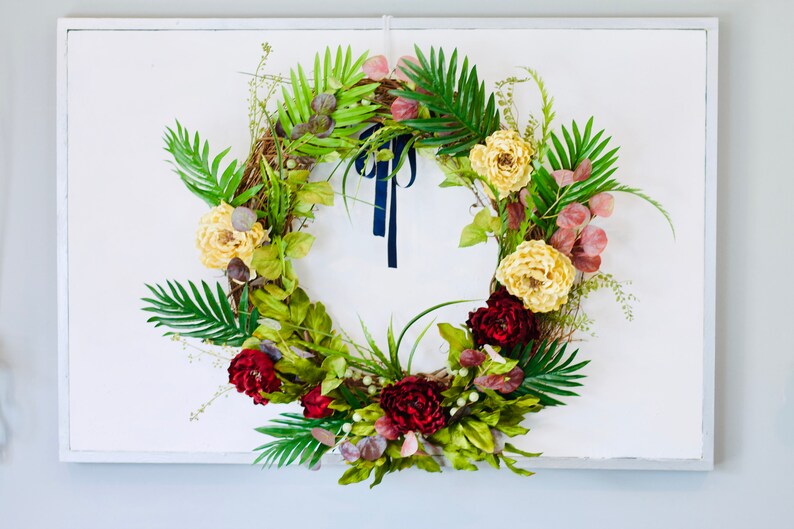 tropical wreath door wreath wreath Large wreath peony wreath large flower wreath