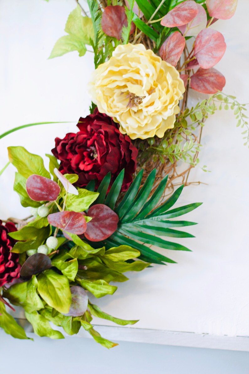 tropical wreath door wreath wreath Large wreath peony wreath large flower wreath