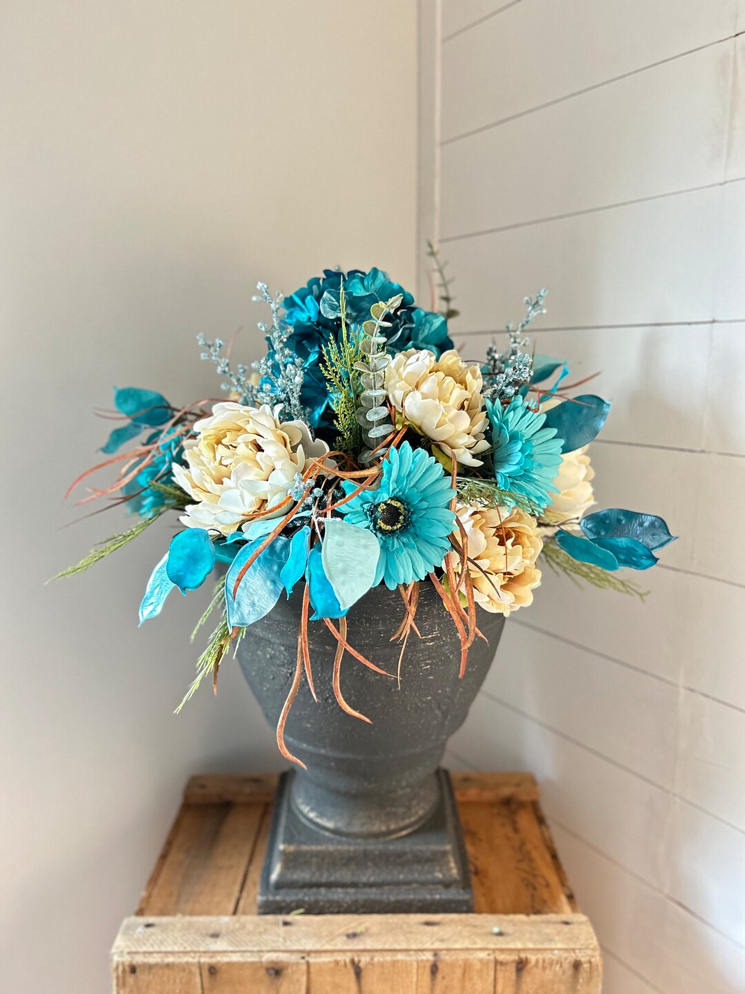 Faux Plant Urn Filler Christmas Front Porch Planter Pot Etsy