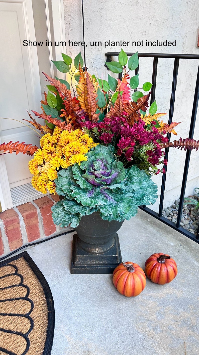 Fall Faux Plant Urn Filler, Fall Front Porch Planter Pot Filler, Urn