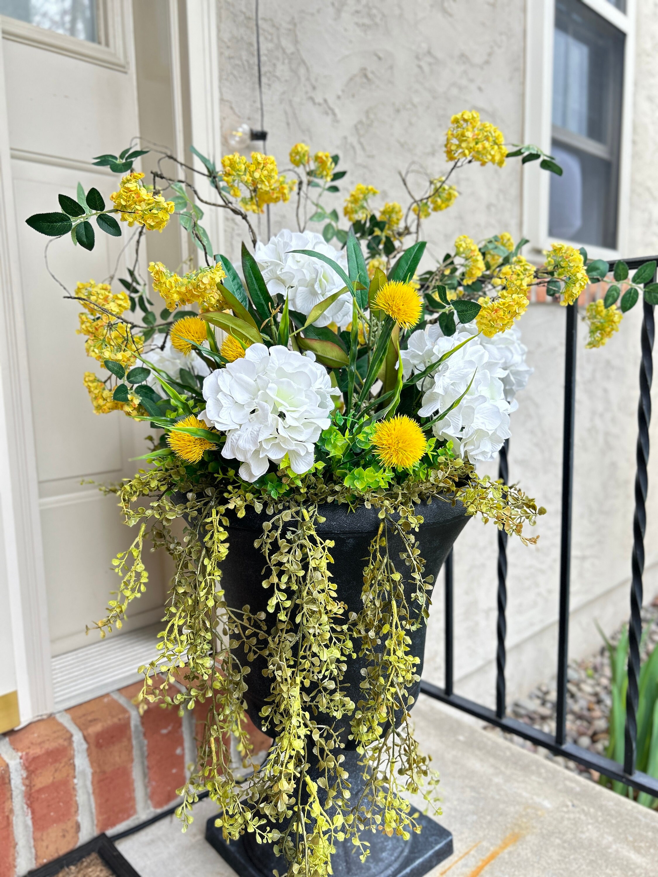 Faux Flowers and Greenery Urn Filler, Front Porch Planter Pot Filler