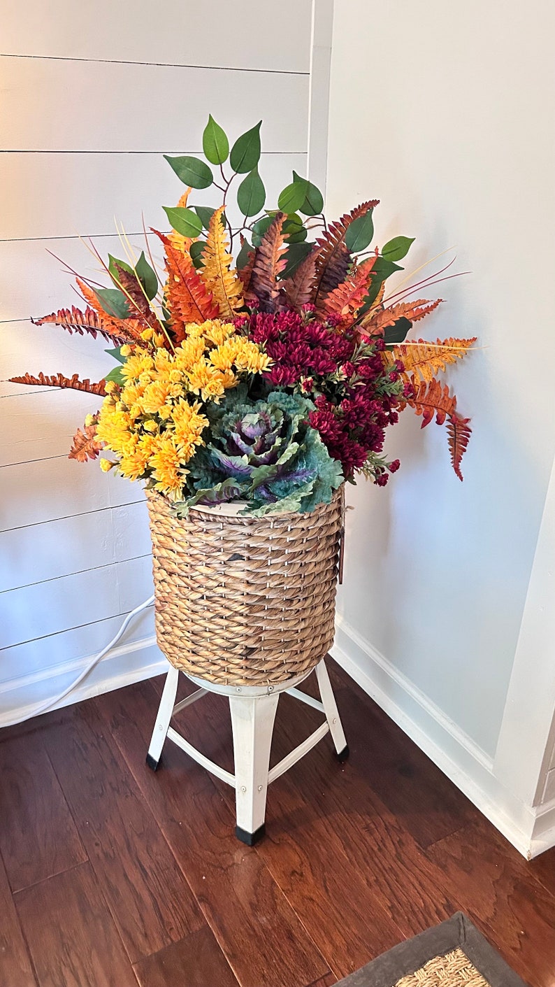 Fall Faux Plant Urn Filler, Fall Front Porch Planter Pot Filler, Urn