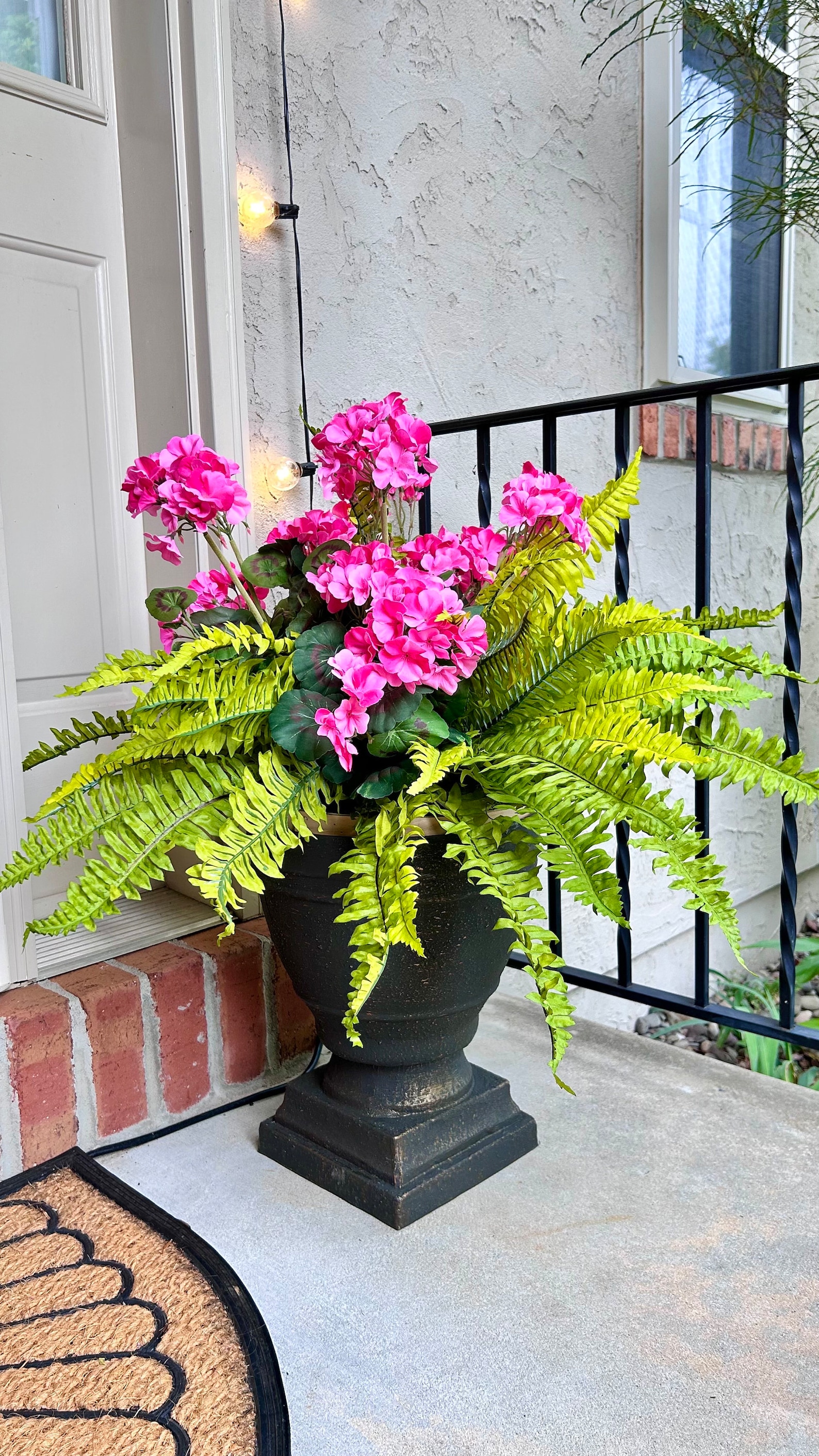 Faux Plant Urn Filler, Spring and Summer Front Porch Urn Drop in ...