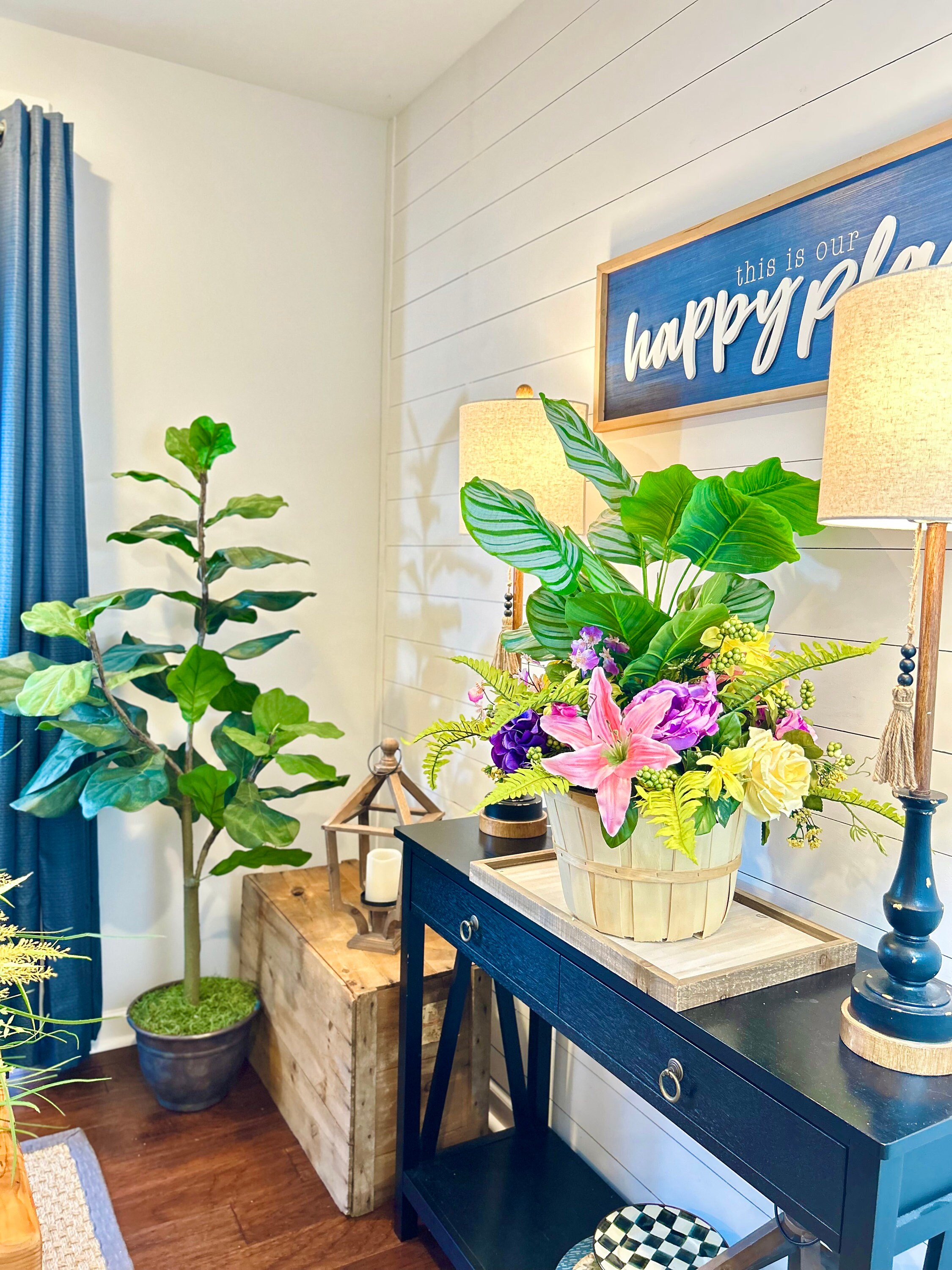 Spring Faux Flowers Urn Filler, Front Porch Planter Pot Filler, Easter