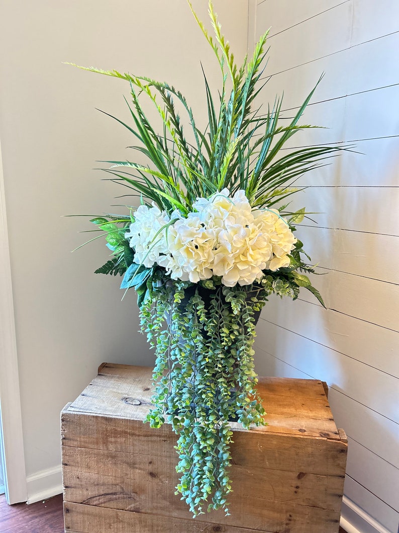 Year Round Faux Plant Urn Filler, Front Porch Planter Pot Filler, Urn