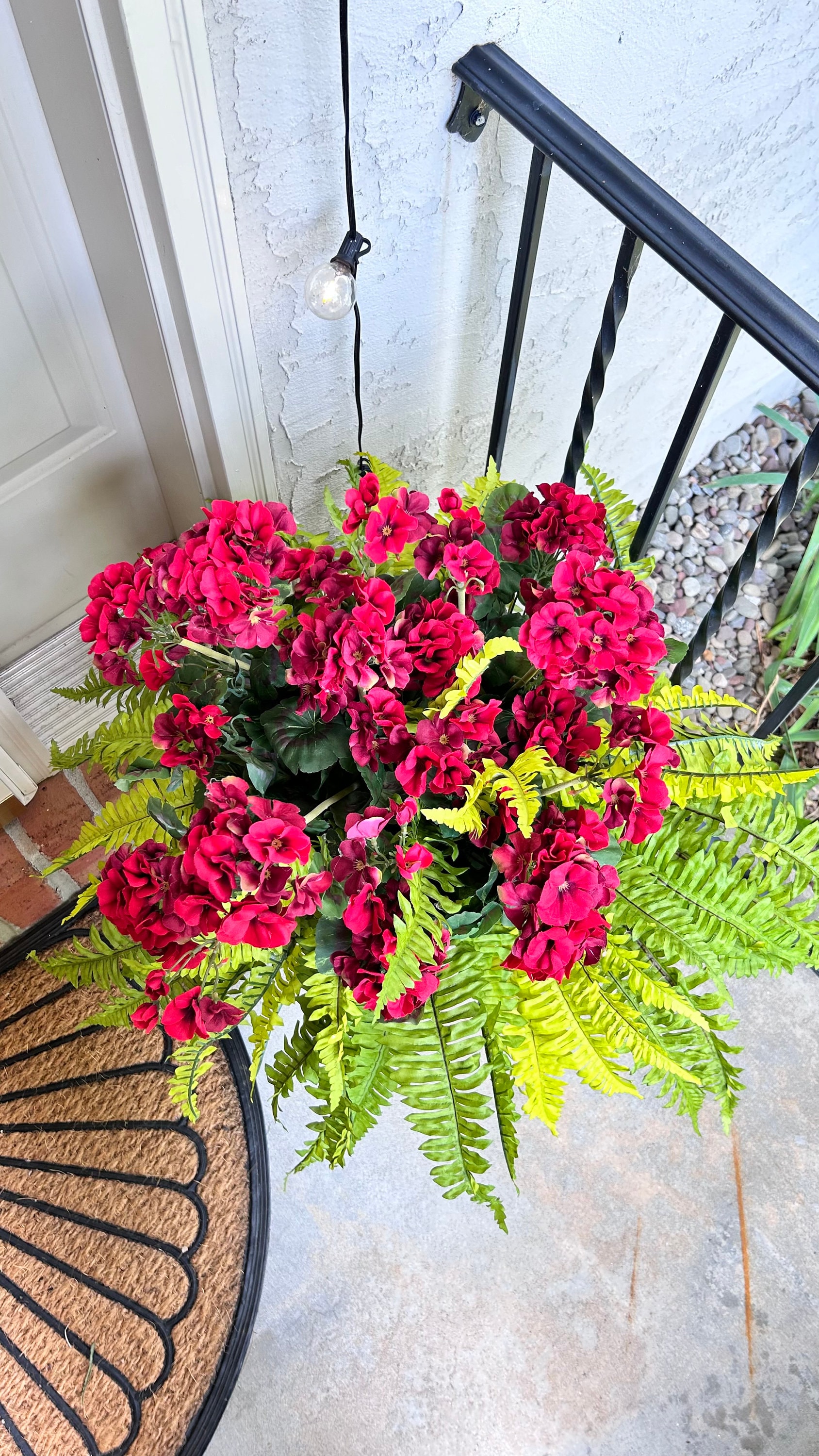 Red Geranium Urn Filler, Artificial Flowers for Outdoors, Faux Geranium  Plants, Urn Filler for Spring, Flowers for Front Porch Pots 