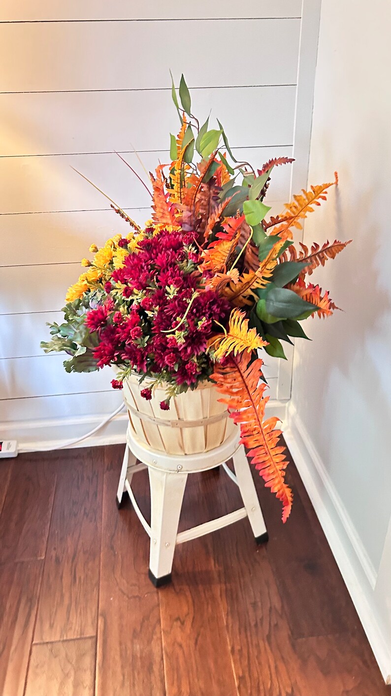 Fall Faux Plant Urn Filler, Fall Front Porch Planter Pot Filler, Urn