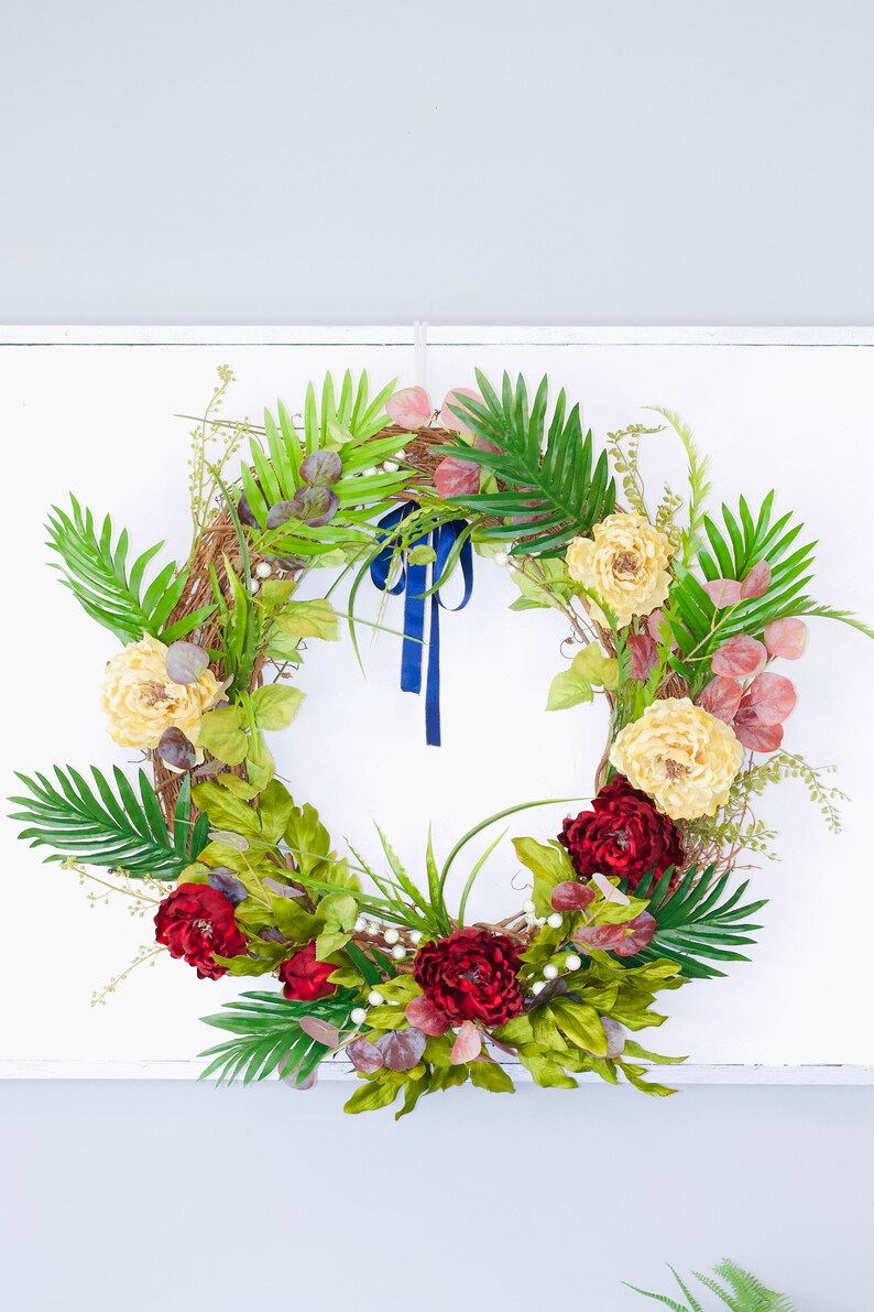 tropical wreath door wreath wreath Large wreath peony wreath large flower wreath